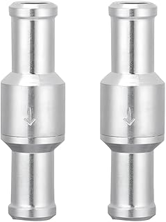 2Pcs 3/8'' 10mm Non Return One Way Check Valve, Aluminum Alloy Fuel Line Check Valve for Petrol Diesel Fuel Oil Water