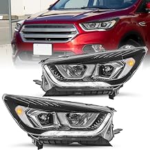 JSBOYAT With LED DRL Projector Headlight Assembly Replacement Bulbs Not Included for 2017 2018 2019 Ford Escape Headlamp Driver&Passenger Side Pair