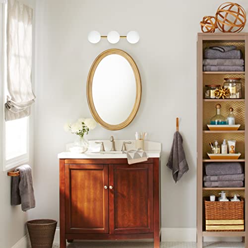 Bathroom Vanity Lights, 3-Light Bathroom Light Fixtures Gold Bathroom Lights, Mid Century Modern Brass Gold Vanity Light Dimmable Wall Sconce Wall Mount Light Fixture with Milk Glass, G9 Base by artmoonlight - Image 9