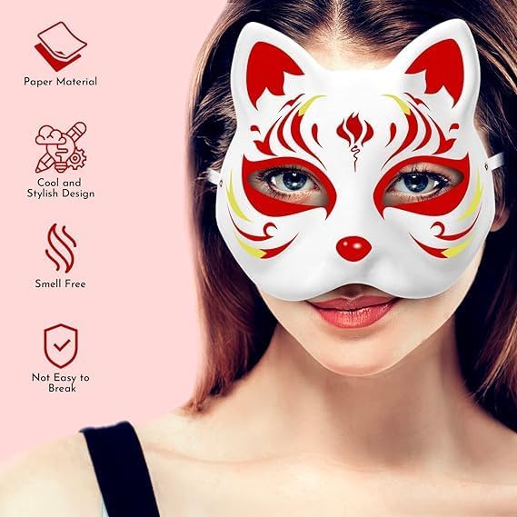 Cat Mask,3/5/10PCS Therian Mask White Cat Masks Blank DIY Halloween Mask