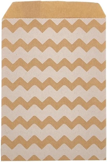 Paper Mart 4 X 5-3/8 Kraft Chevron Merchandise Bags | Quantity: 100 Width 4"