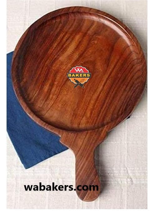 Image of W.A Bakers Wooden Round Pizza Bat with Handle /Bat /Board (10 Inches, Brown) (Medium) (10 Inch)