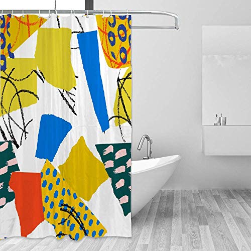 Rideau de douche imperméable en polyester coloré 183x183 cm avec crochets - 5