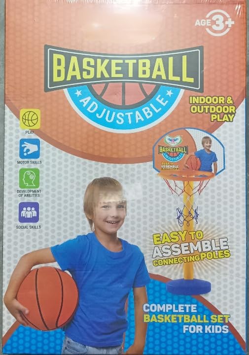 Kids Adjustable Basketball Set, Indoor Outdoor Play, Complete Basketball Kit for Children Pack of 1 1
