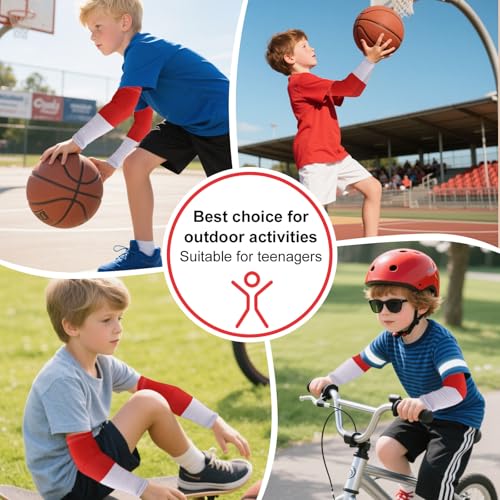 Mikovivi Cartoon Armstulpen, Kühlende Kompressionsstulpen mit Sonnenschutz Rot-Weiße Armstulpen mit Anime-Motiv für Jugendliche Jungen und Mädchen Baseball Volleyball Fußball Outdoor-Sport Fitness