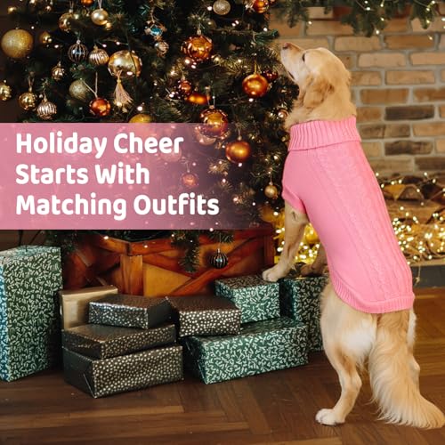 Image of Cozy Stretch Dog Turtleneck Sweater -Soft Warm Dog Knit Sweaters for Boy Girl Pets, Christmas Sweater Pullover for Small Medium Large Pup Winter Outfit,Pink XXL
