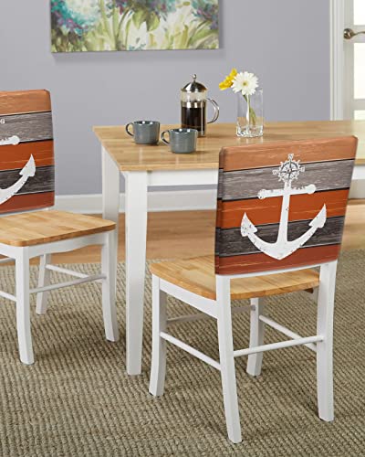 Summer Gradient Orange Grey Farmhouse Retro Wood Grain Beach Ocean Anchor 6 Packs Dining Chair Back Cover,Stretch Kitchen Dinner Chair Seat Covers Washable Chair Slip Covers,Removable Slipcovers #TOP4