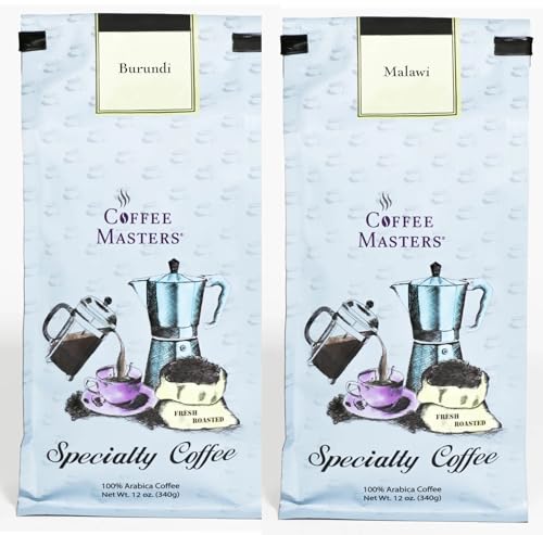 Coffee Masters African Coffeee Sampler - Burundi and Malawi 12 oz Ground Coffee