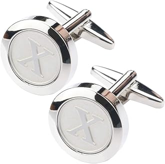Dannyshi Mens Classic Stainless Steel Initial Cufflinks 26 Alphabet Initial Letter Cufflinks Business Wedding Shirts A-Z