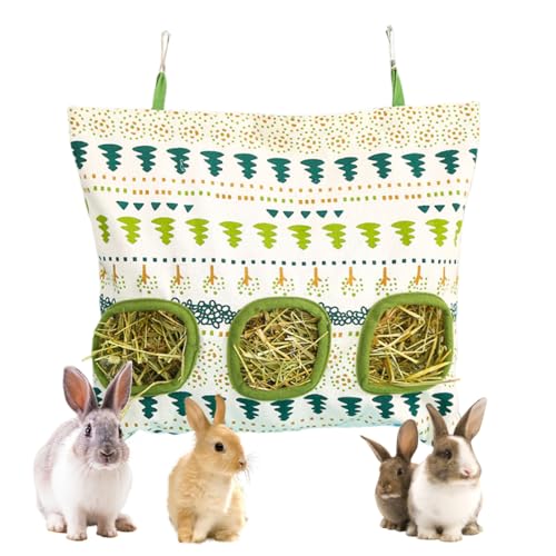 OUDQFCJ Sac à Foin Suspendu, ratelier Foin Lapin, Filet à Foin, Accessoire Foin, Station de Nourriture pour Cochon d'Inde, Chinchilla, Lapin, Hamster et...