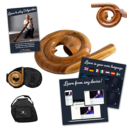 Australian Treasures - Didgeridoo espiral incluyendo curso online Didgeridoo y respiración circular