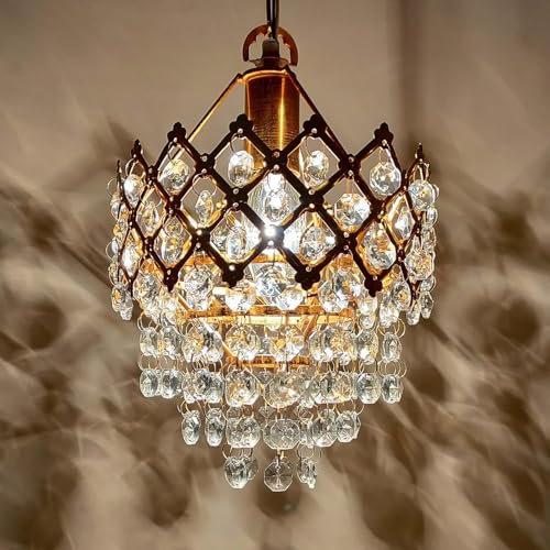Image of SHINEFLY Modern Crystal Chandelier 40 watt Decorative Pendant Crystal Jhumar | for Home| Chandelier for Restaurant | Jhoomar for Hotel | Light Fixture (Gold Indian, 160MM)