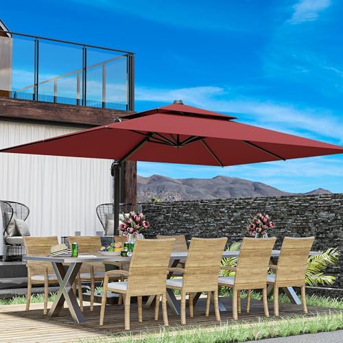 Image of THESHELTERS - Premium Garden Umbrella 360 Degree Rotating Stylish and Durable Outdoor Garden Umbrella with Heavy-duty Water Base (95Kgs)- Patio and Lawn Umbrella, 2.5x2.5m Big Size Outdoor Umbrella with Stand