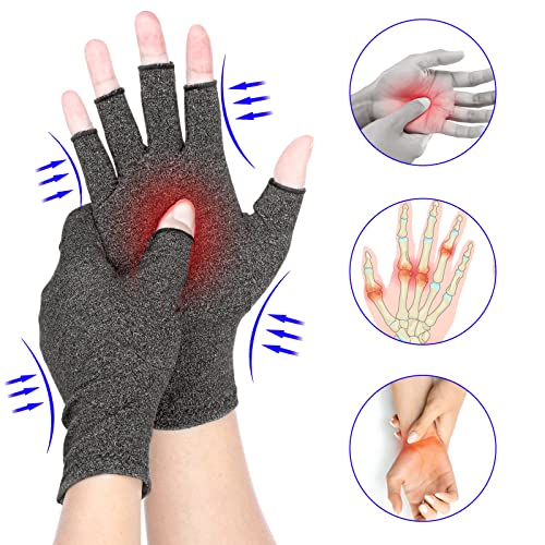 Sibba Arthritis Compression Gloves For Women Men, Compression Fingerless Glove For Rsi, Carpal Tunnel, Rheumatiod, Tendonitis (Grey) #TOP2