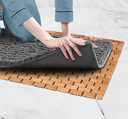 Zpirates Bamboo Bath Mat For Bathroom - Natural Bathmat 16 X 27 Inches (W X L) Accessories For Bathtub Sauna Hot Tub And Shower Door #TOP6