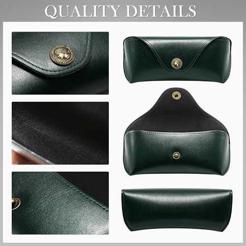 Image of SUNGAIT Sunglasses Case for Men Women: Portable Leather Eyeglasses Case Hard Shell - Slim Case for Multiple Sunglasses