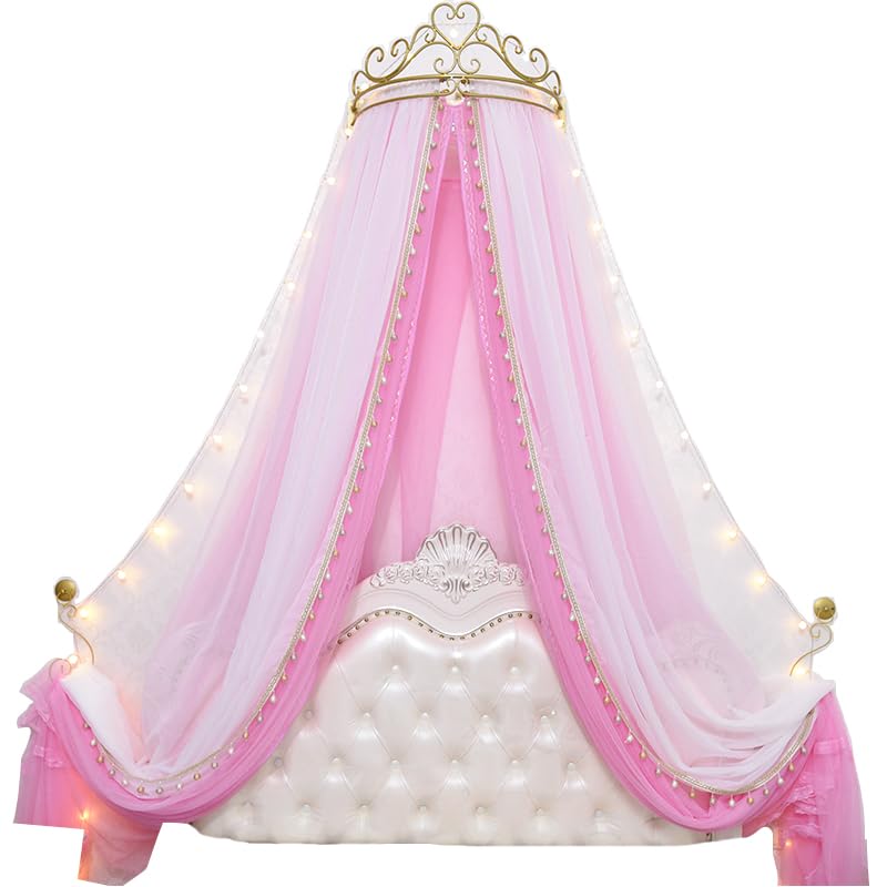 Baldacchino A Corona Per Letto Net 1,5 M 12 Tende da letto Tende da letto Decorazione Bellezza Tende da letto Garza Corona Comodino Rete