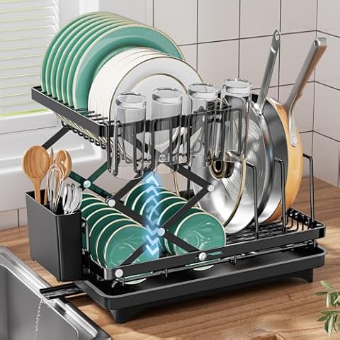 Jifvrnk 2 Tier Dish Drying Rack Cover