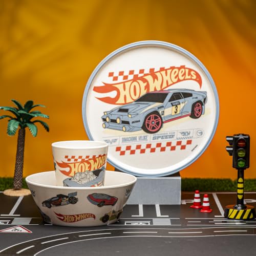 Image of Zak Designs Mattel Hot Wheels Kids Dinnerware Plate Bowl & Tumbler, 3-Piece