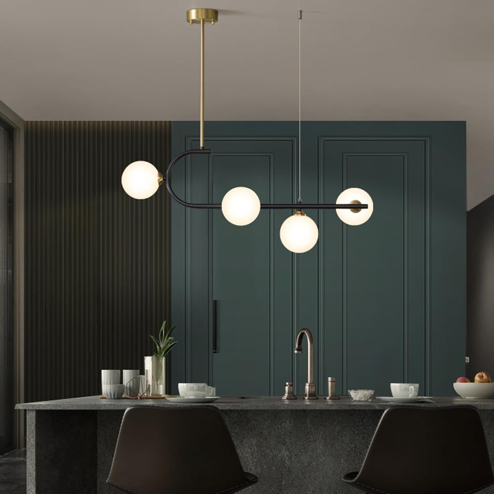 Lampes suspendues or noir avec hauteur réglable pour salle à manger