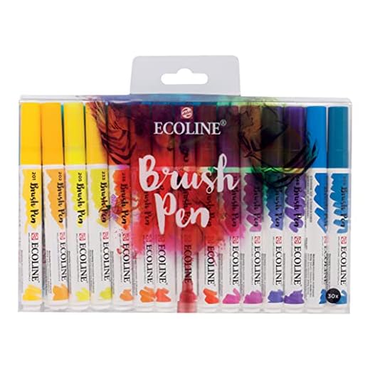 Ecoline Brush Pen Set de 30 Rotuladores de Acuarela Líquida - Colores Básicos | Rotuladores Mezclables para Rotulación a Mano, Dibujo y Manualidades
