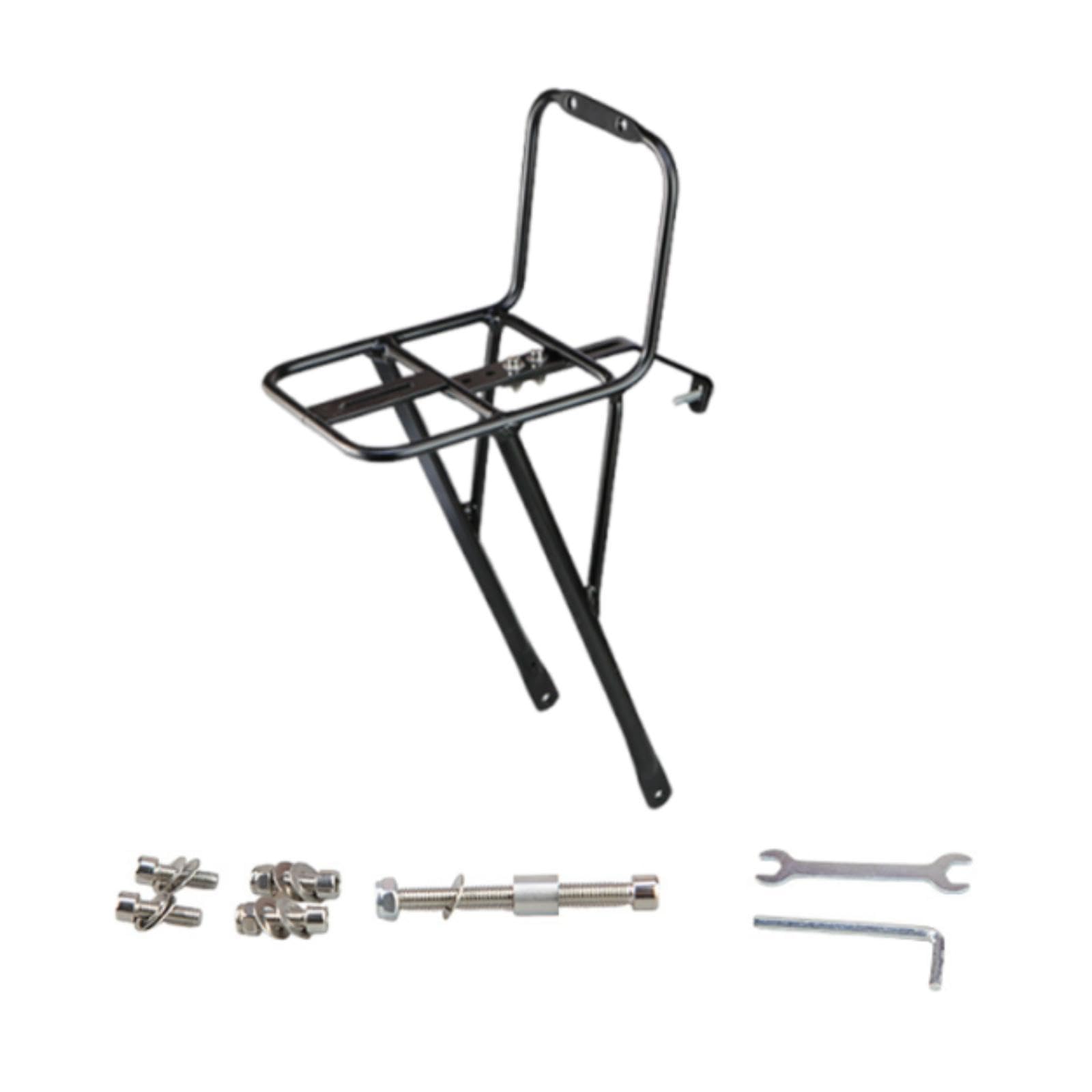 Gralara Porte-Bagages Vélo Avant Universel, Support Fourche Avant en Alliage d'Aluminium, Sacoche de Chargement, Rack Fourche pour Panier, pour Randonnée et Tourisme