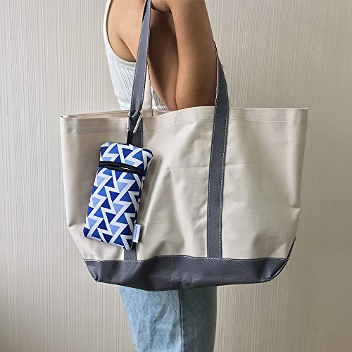 Image of Neoprene Neck Cell Phone Sleeve Bag Pouch w / Clip (Blue White Triangles)