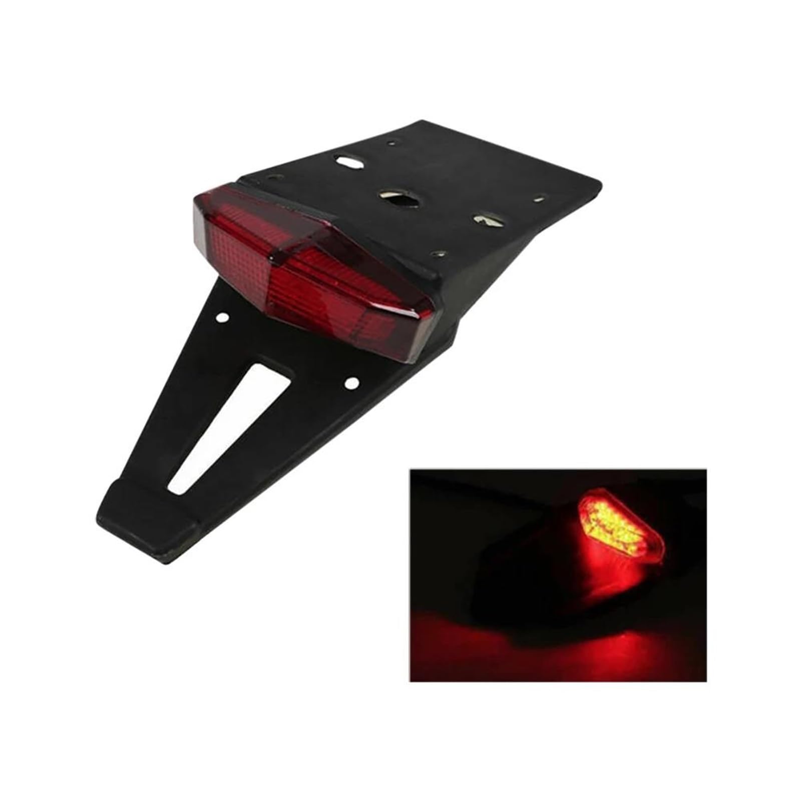 luce posteriore freno stop Supporto universale per fanale posteriore a LED da 12 V per moto, parafango posteriore, luci di stop e luci targa, per moto da cross.(Red)