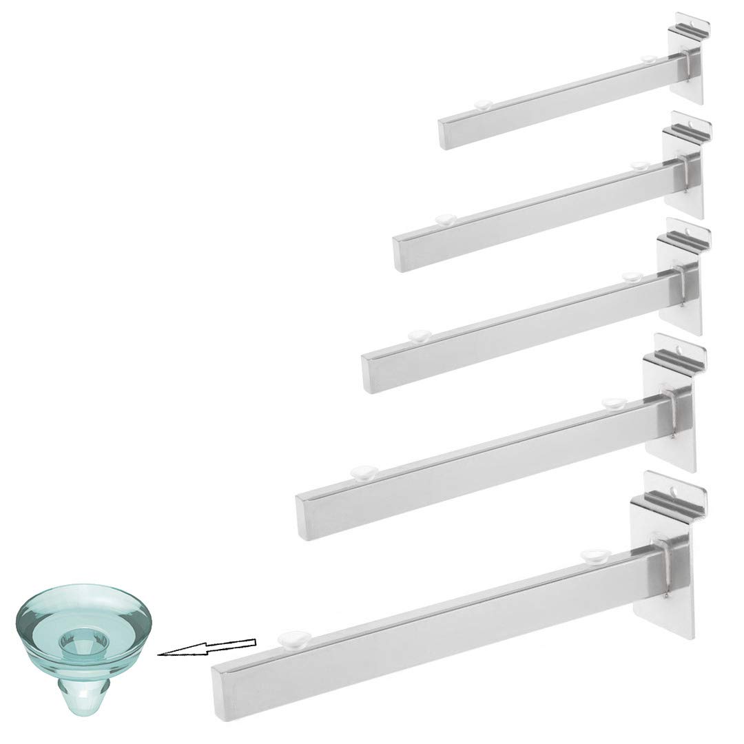 SLATWALL Glass Shelf Brackets (Pair) SLATBOARD with Suction Cup for Hold Glass (5 X 15CM SLATWALL Bracket (Pair))