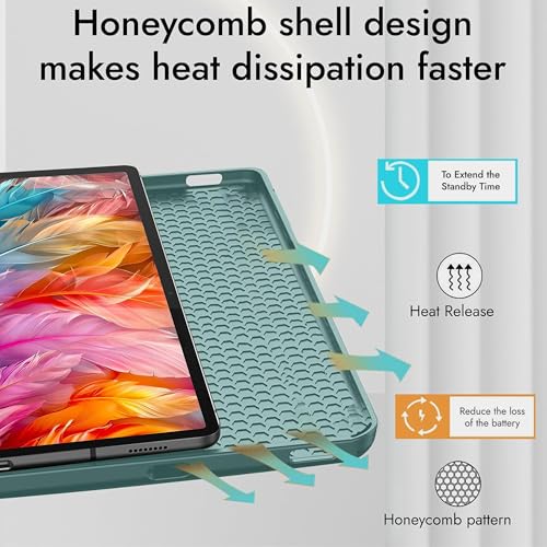 Image of TGK Case for Lenovo Idea Tab Pro 12.7 Inch 2025 TB-373FU TB-375FC Tablet Trifold Smart Stand Cover (Green)