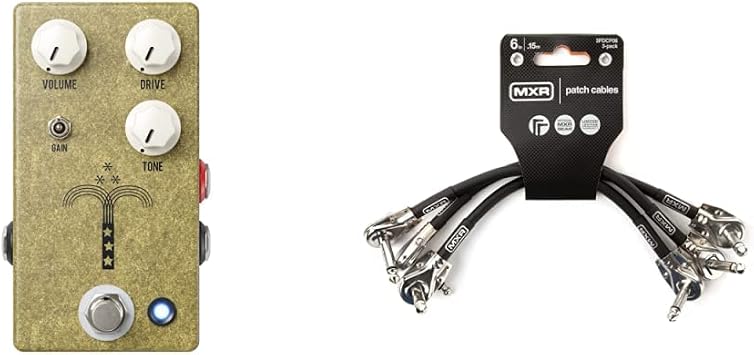 JHS Pedals Morning Glory V4 Overdrive Guitar Effects Pedal and MXR Patch Cables 3 Pack