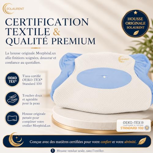 SOLAURENT Housse d'oreiller, taie d'oreiller Originale sur Mesure pour modèle Morphealux Bleu. Vendu sans Oreiller (Bleu) – vue 5