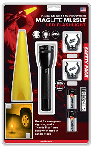 Preisvergleich Produktbild MAGLITE ML25LT LED 2C Taschanlampe schwarz Verkehrssicherheits Pack mit Stabaufsatz gelb