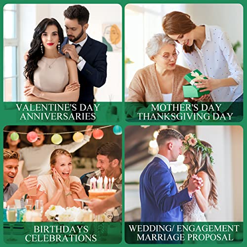 Beauyist Love Heart Birthstone Necklaces For Women & Girls, Pendant Necklace Mother's Day Anniversary Birthday Jewelry Gifts For Wife/ Girlfriend/Mother/Her, Double Side 5A Cubic Zircon Decor 18K White Gold-Emerald Green #TOP6