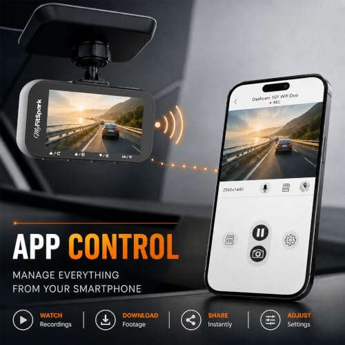 Image of MyFitSpark DC-101 WiFi Duo Real 2K Dual Channel Dash Cam Car Front and Rear | Novatek AI Chipset ADAS Safety Night Vision Wi-Fi App Supercapacitor Parking Mode 130 Wide Angle Upto 512GB