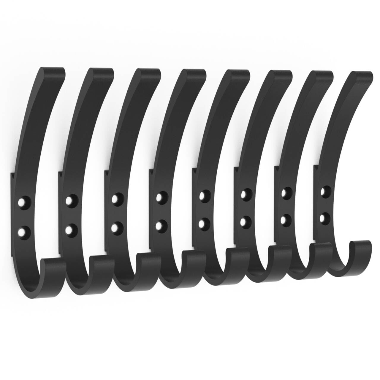 PDGROW Coat Hooks, 8 Pack Extra Strong Wall Hooks, Towel Hooks for Hanging Coats Ideal for Bathroom Toilet, Kitchen, Office (Black)