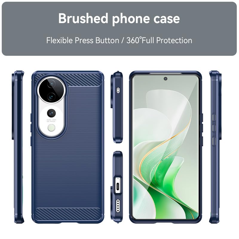 Image of Hybrid Carbon Fiber Back Case for Vivo V40, V40 Pro, T3 Ultra 5G (Blue)