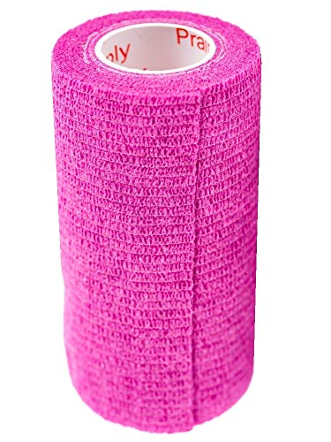 Image of 6 Pack Premium Vet Wrap - Self Adhesive Bandage Wrap & Athletic Tape - 4 inch x 5 Yards Elastic & Self-Sticking Cohesive Bandage for Pets, Sports, Wrists & Ankles - Fuchsia by Prairie Horse Supply