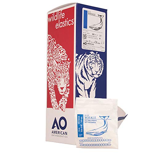 American Orthodontics Elastics Wildlife Blue Whale | Maximum, 14 Oz, 5/16" Size, 50 Packs Per Box, 2,500 Elastics | Made In The Usa | Exacting Dimensions, Precision Cutting, Top Quality Latex Tubing #TOP2