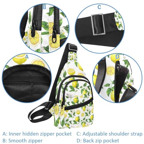 Bolsa cruzada con diseño de frutas de limón y acuarela con cremallera segura 4