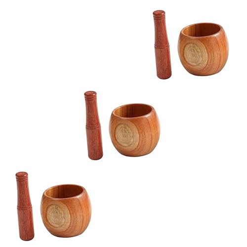 BESTOYARD Tarro de ajo Medicina Molinos de pimienta Pimienta Antigua Trituradora de Patatas de Madera Cuenco de Mortero Manual Tazón de Mortero de