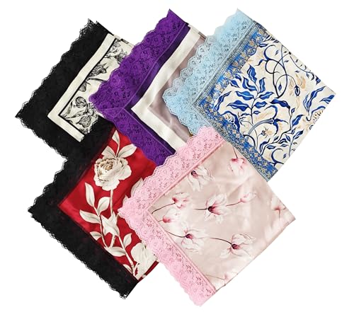 Fight Club Women's Church Lap Scarf, 30 Inch Silk Feel Cover with Lace Trim, Handkerchief for Church and Office - Main Image
