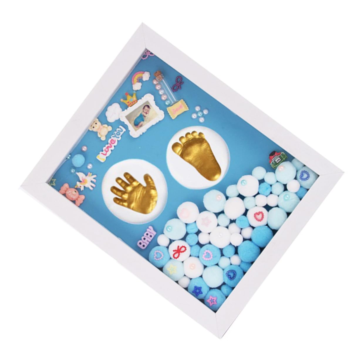iplusmile Kit Nascita Cornice per Foto Milestone Impronte Mano e Piede in Acrilico Oro per Bambina Regalo Originale e Decorazione Muro