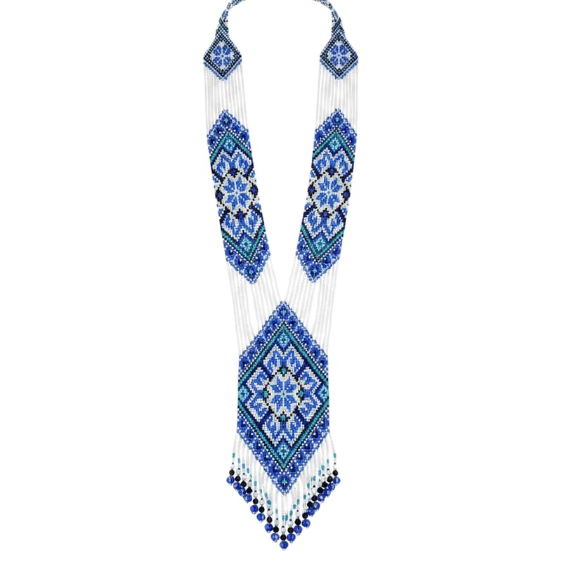 Collier Gerdan ukrainien géométrique multicolore pour un look bohème chic