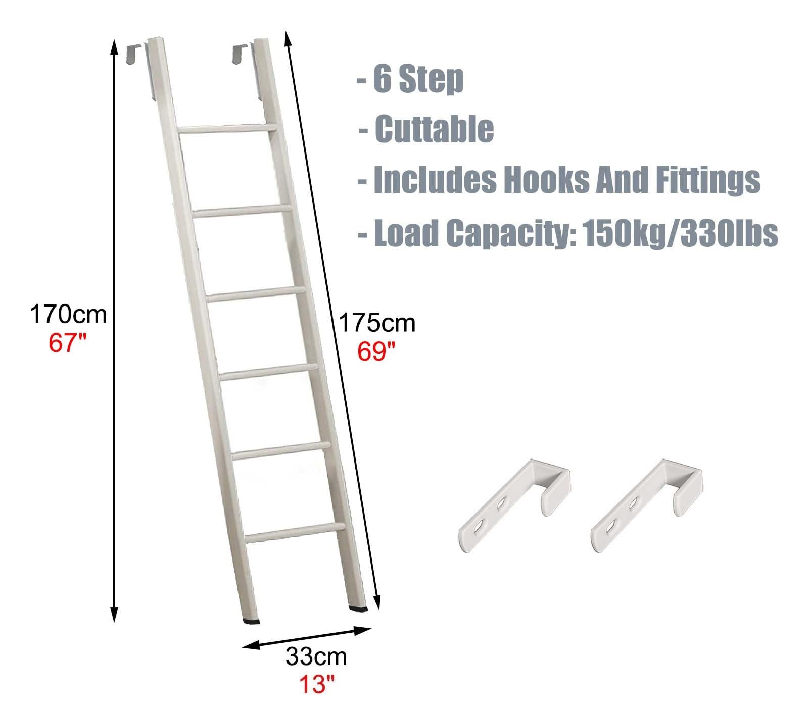 Scaletta Letto a Castello Dormitorio Loft Casa Letto a Castello Solo Scala, 116/130/150/165/175/180/185 Centimetri Scala a Castello per Camper per Rimorchi da Viaggio, Scala a Due Letti con Salita Bre