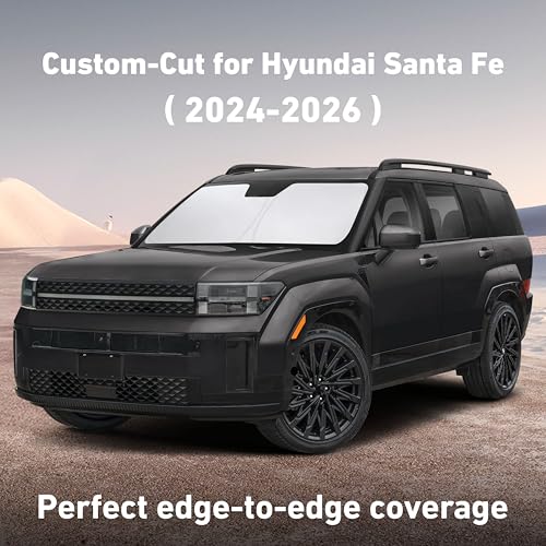 Image of EcoNour Windshield Sunshade Compatible for Hyundai Santafe 2024 2025 2026, Sun Visor for Front Windshield & Window Sun Shade Cover, UV Heat Blocker & Protector, Car Accessories