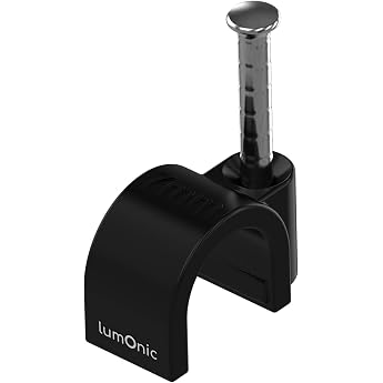 Lumonic 100 x Nail Clips 7 mm for Cable Black - Cable Clamp with 18 mm Nail e.g. for Attaching to the Wall - Cable Clamps Various Sizes 4-14 mm