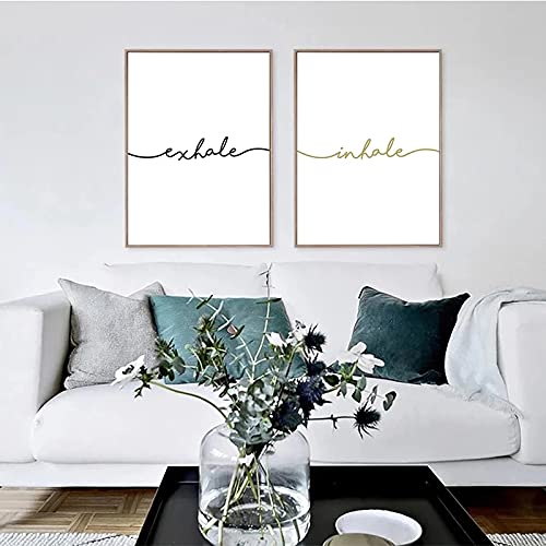 Art mural zen avec le lot de 2 toiles minimalistes Inspirez Expiré