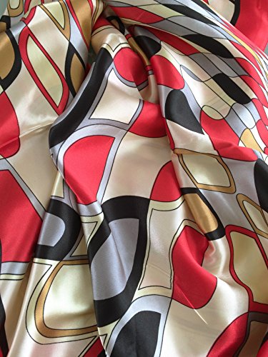 Large Square RED Black Grey Beige Geometric Puccissi Satin Scarf Women's Scarves Hijab Shawl Pashmina Headband Bandana 35" x 35" inches3