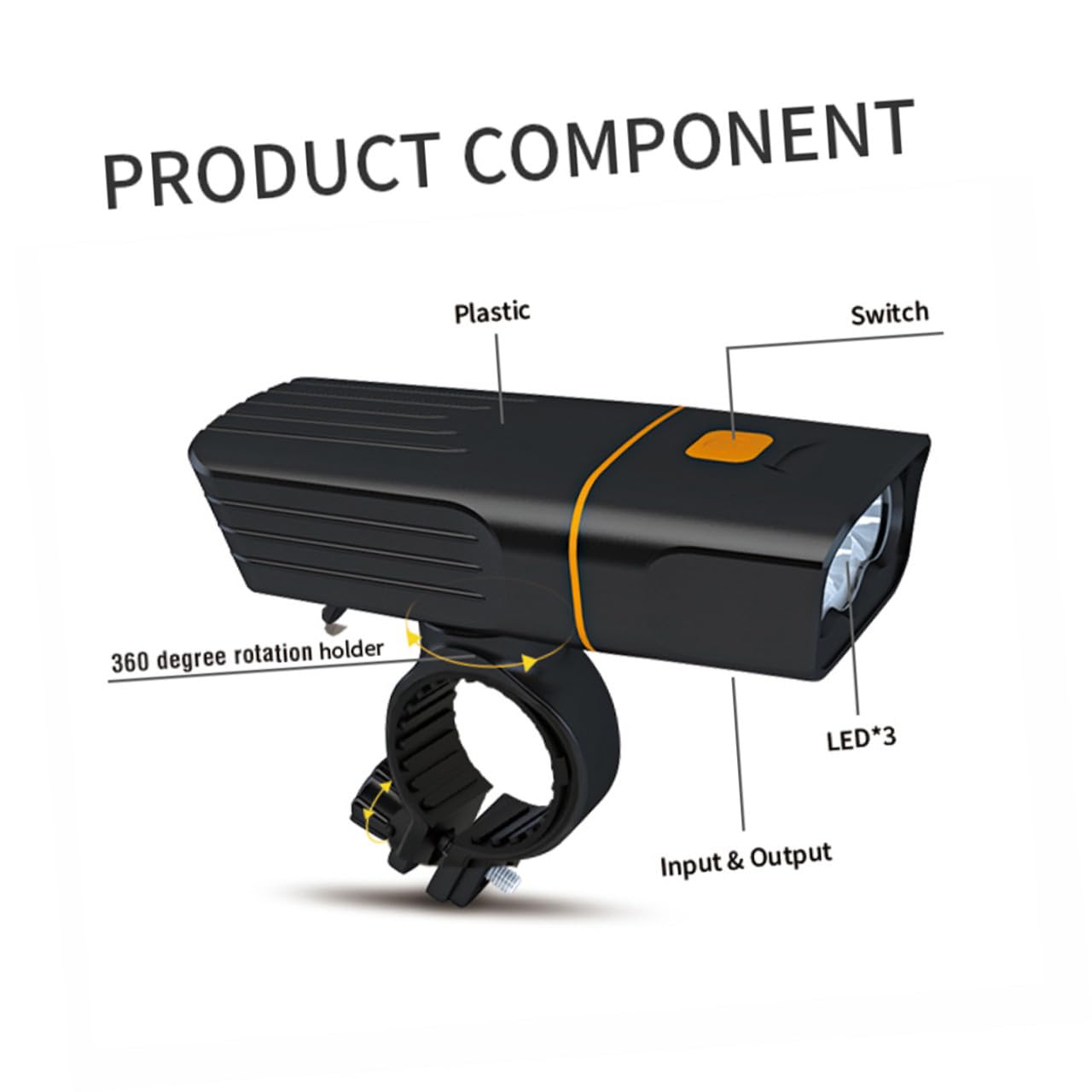 SUPVOX Luce per Bicicletta USB Ricaricabile 2400mah Certificazione Ipx5 Resistente all'Acqua, Set LED Potente e Facile da Installare per Guida Notturna Sicura